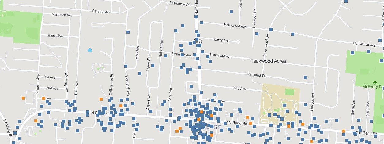 Crashes resulting in injuries or deaths in the last five years of the project area